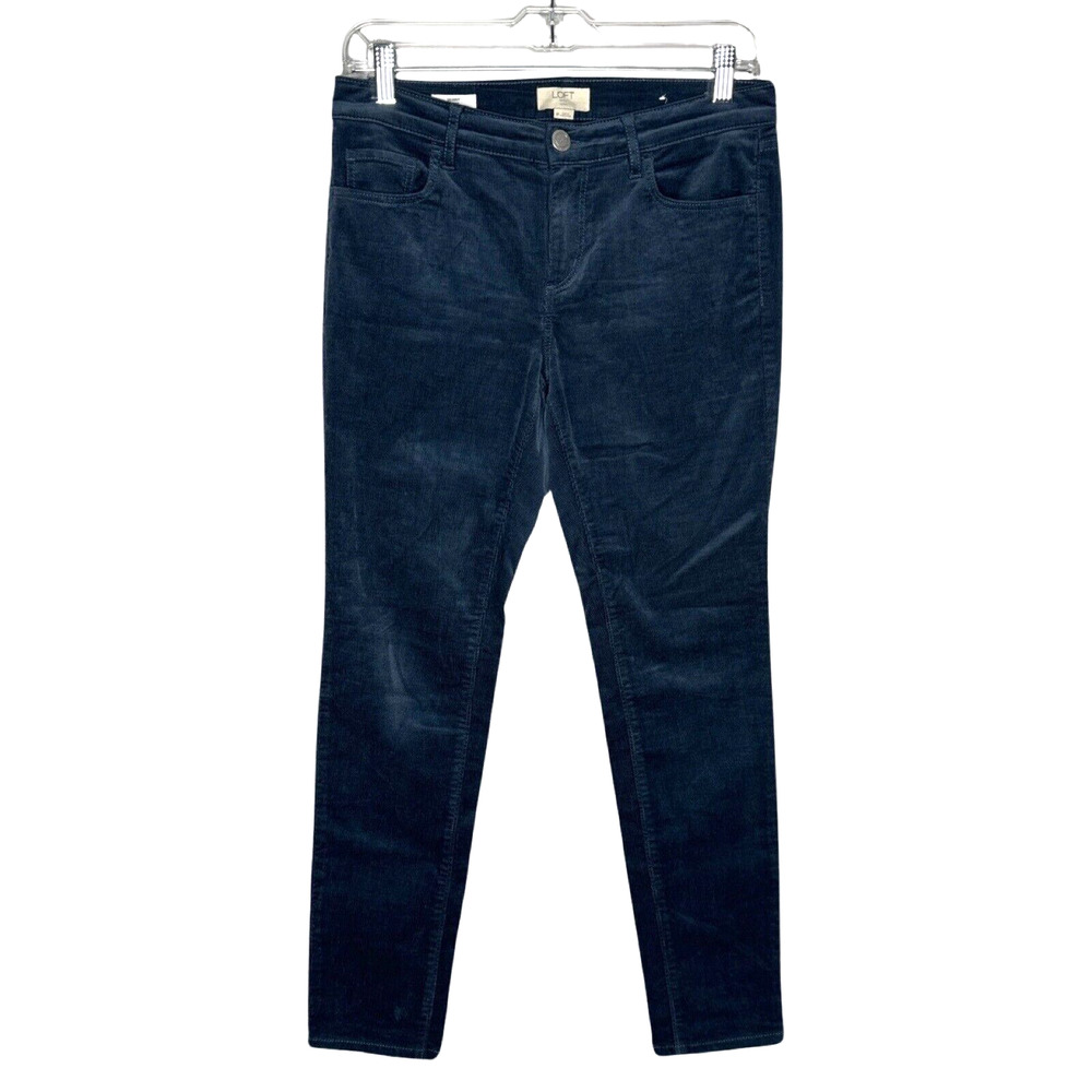 Loft Pants Womens 4 Petite Blue Corduroy Skinny Leg Cotton Modal Everyday Casual